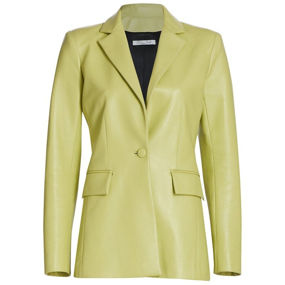Classic Fitted Leather Blazer from LaQuan Smith